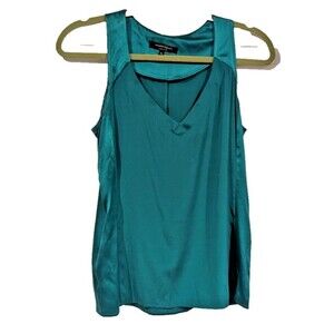 Nanette Lepore Teal‎ V Neck Sleeveless Tank Top Made in NYC XS Silk Officewear